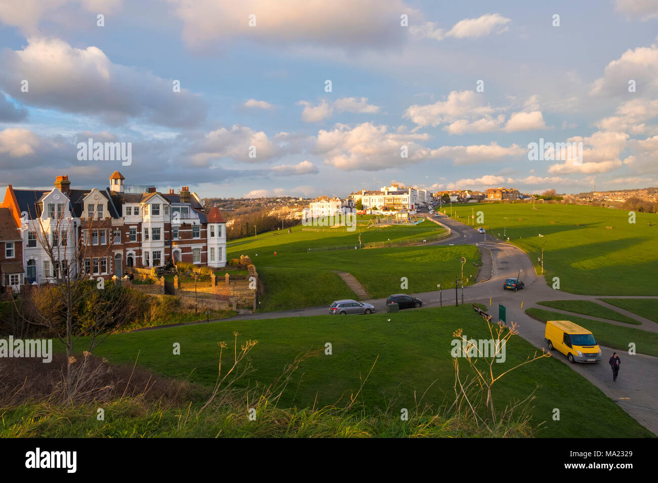 Hastings, la vue de l'intérieur Salon de dames en fin d'après-midi soleil sur une journée d'hiver ensoleillée, East Sussex, UK Banque D'Images