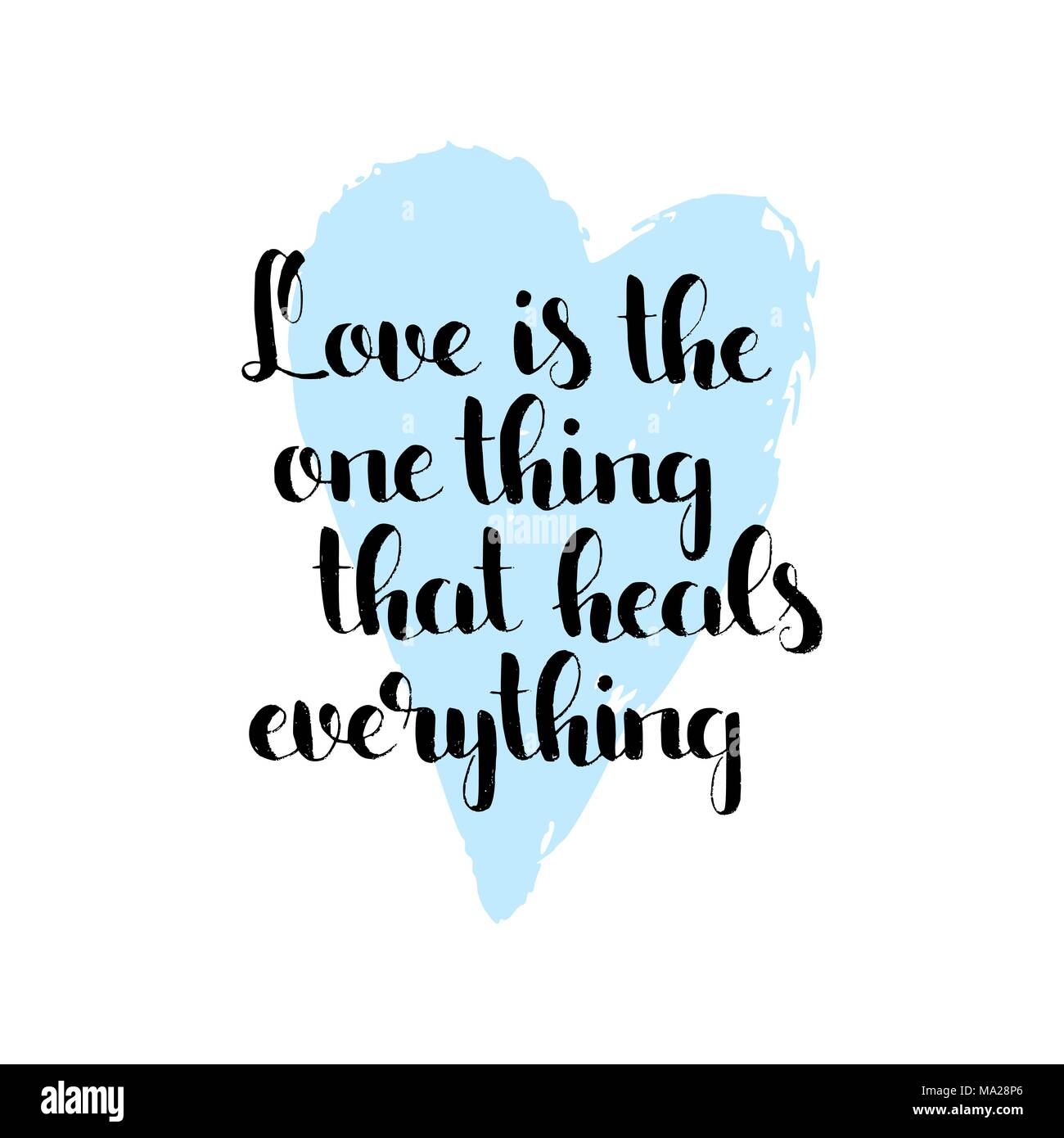 L'amour est la seule chose qui guérit tout lettrage manuscrit. Mot d'amour. Vector hand drawn moderne avec pinceau calligraphie texture coeur peint Illustration de Vecteur