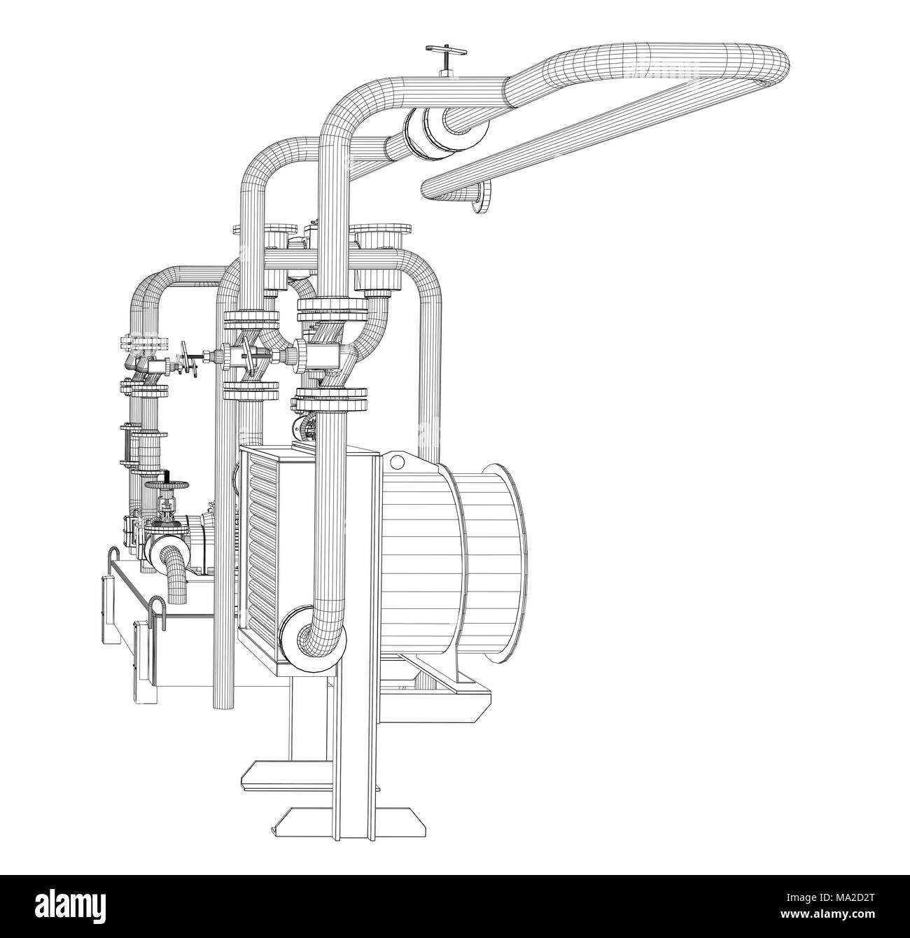 L'équipement industriel en fil de fer de pompe à huile. 3D Illustration Banque D'Images