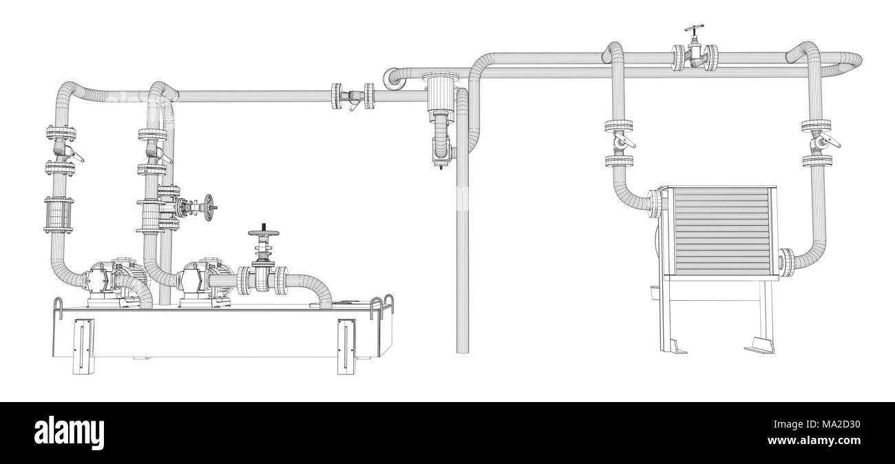 L'équipement industriel en fil de fer de pompe à huile. 3D Illustration Banque D'Images