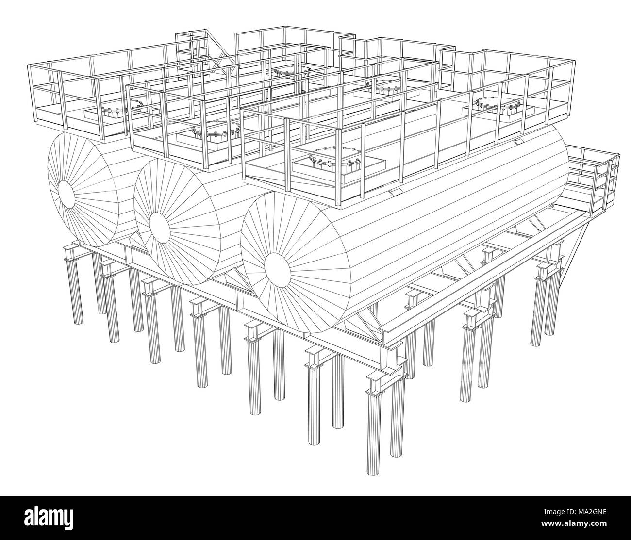 L'équipement industriel. Illustration détaillée sur fond blanc. 3d illustration Banque D'Images