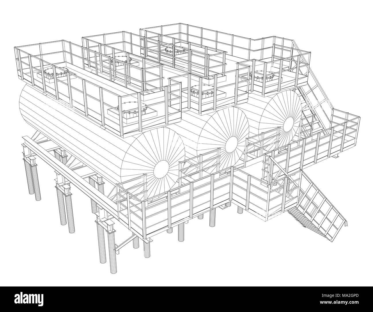 L'équipement industriel. Illustration détaillée sur fond blanc. 3d illustration Banque D'Images