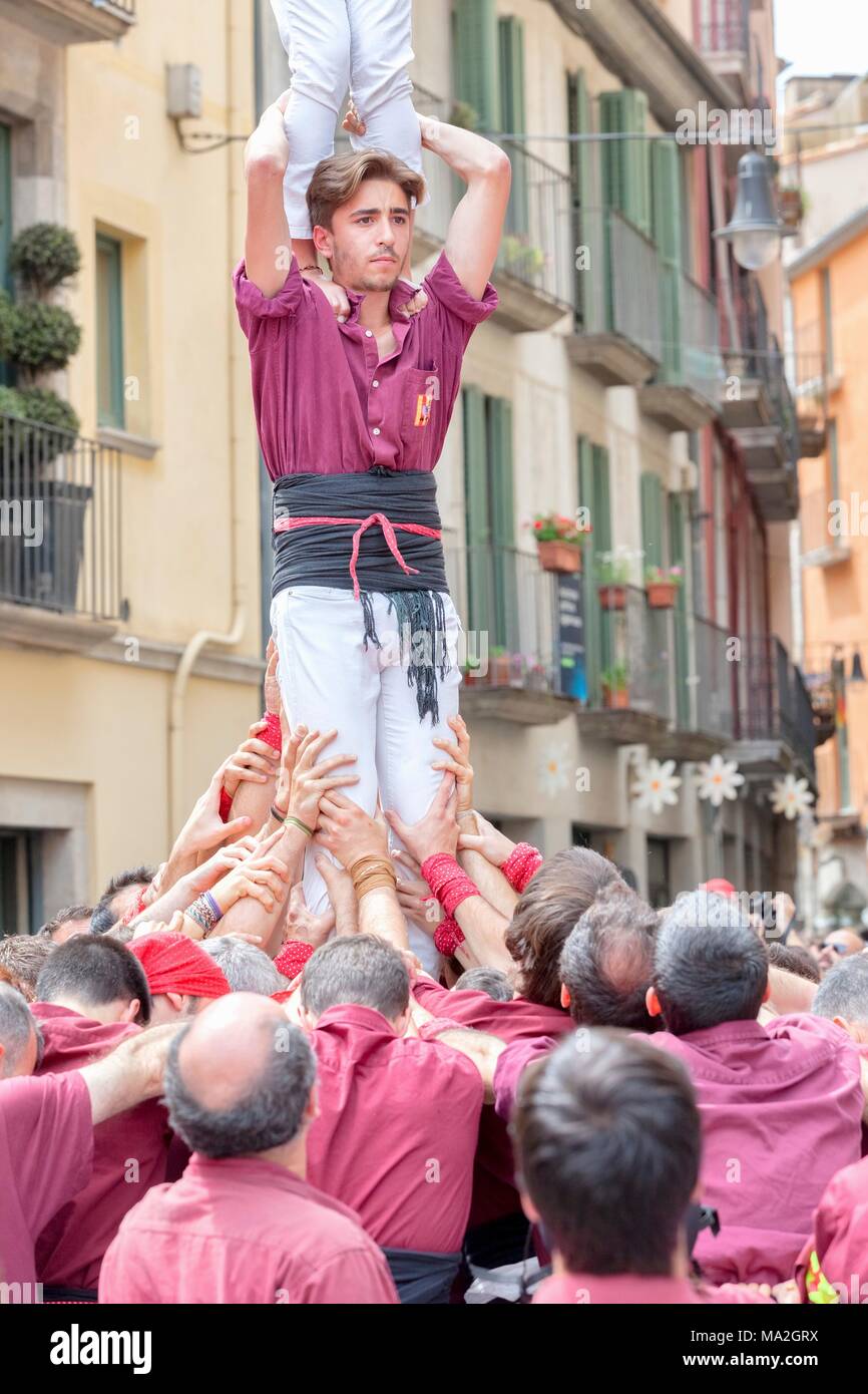 Castellers (tour) à Barcelone, Catalogne, Espagne Banque D'Images