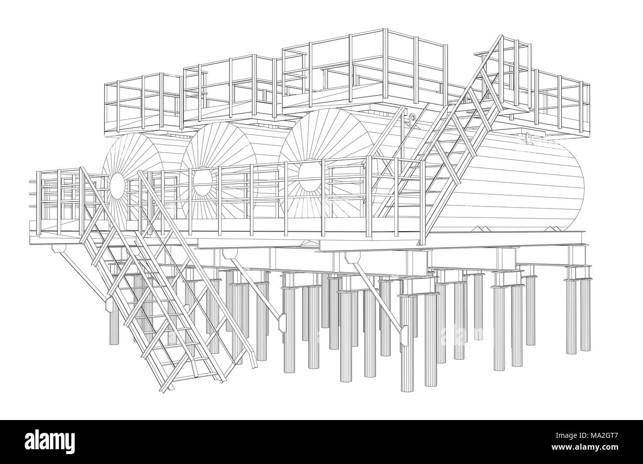 L'équipement industriel. Illustration détaillée sur fond blanc. 3d illustration Banque D'Images