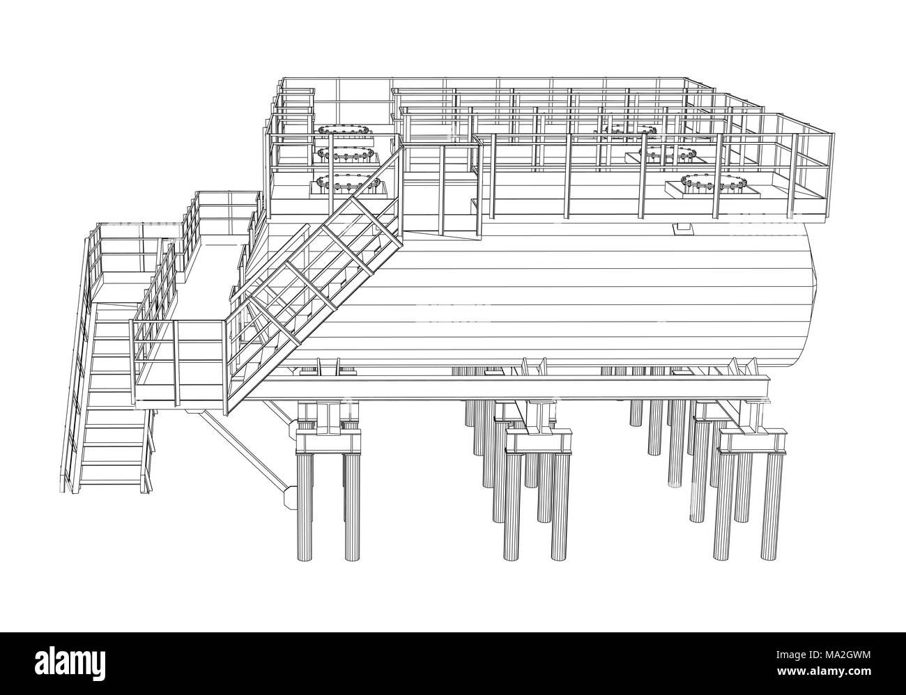 L'équipement industriel. Illustration détaillée sur fond blanc. 3d illustration Banque D'Images