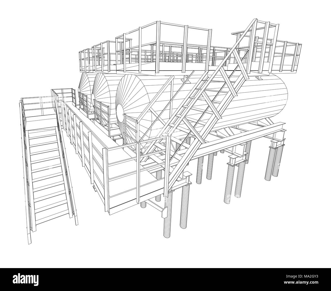 L'équipement industriel. Illustration détaillée sur fond blanc. 3d illustration Banque D'Images