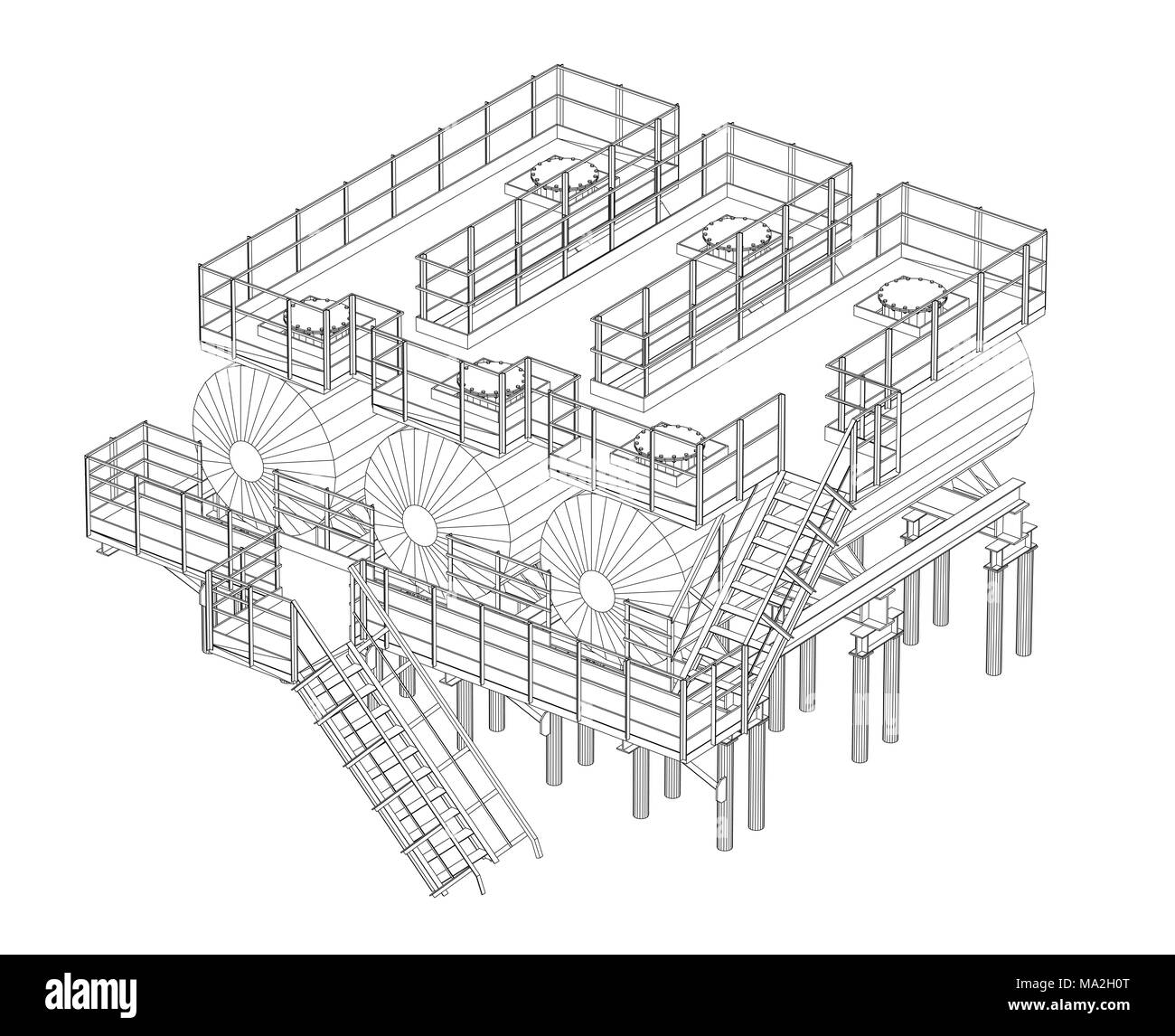 L'équipement industriel. Illustration détaillée sur fond blanc. 3d illustration Banque D'Images