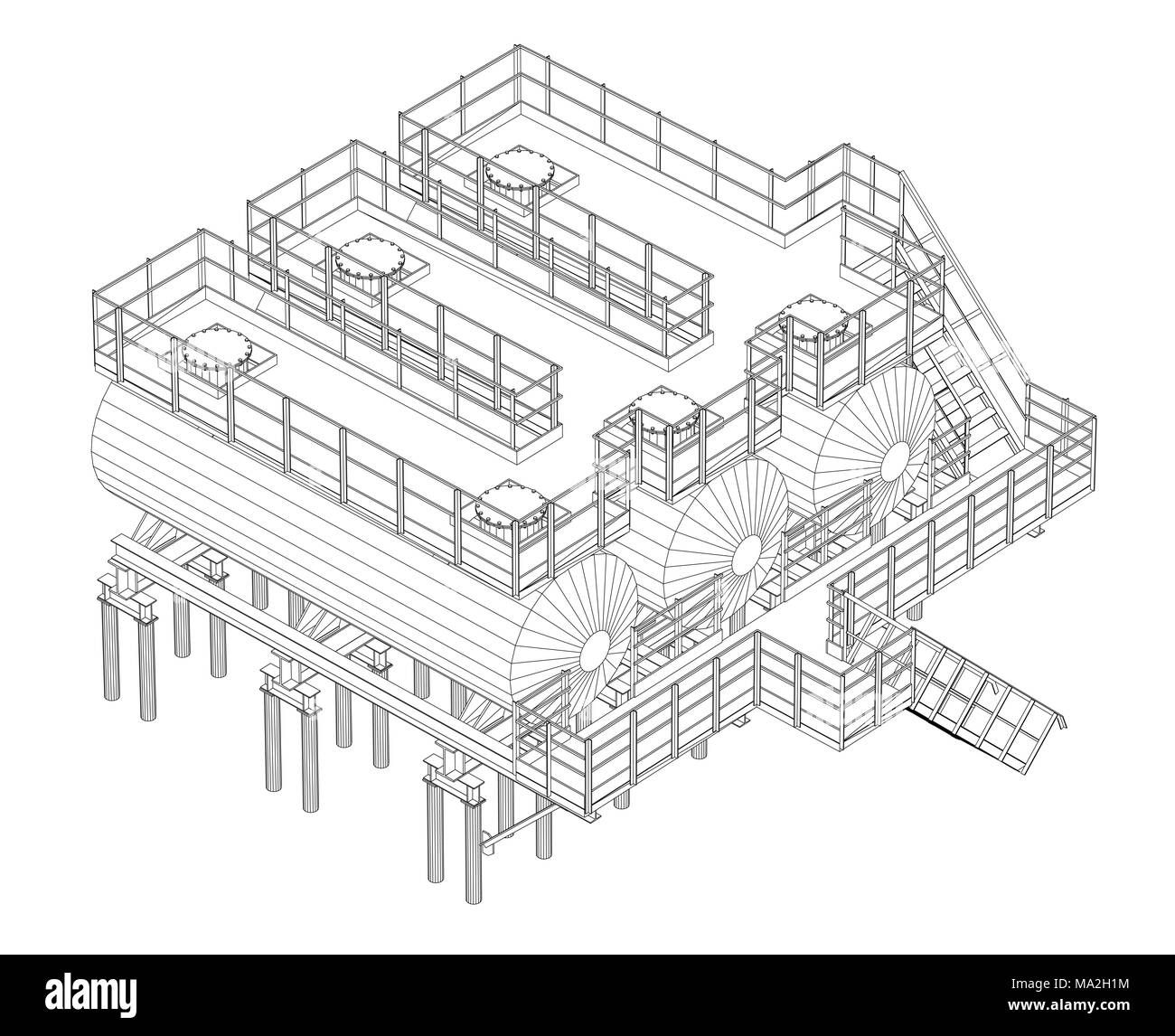 L'équipement industriel. Illustration détaillée sur fond blanc. 3d illustration Banque D'Images