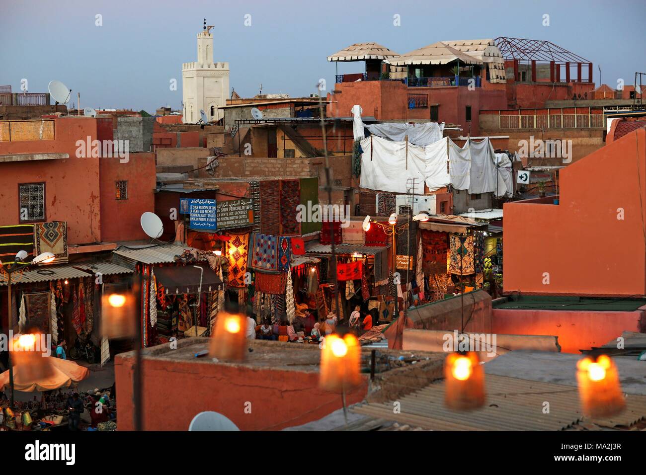 Une vue sur la vieille ville, Marrakech, Maroc Banque D'Images