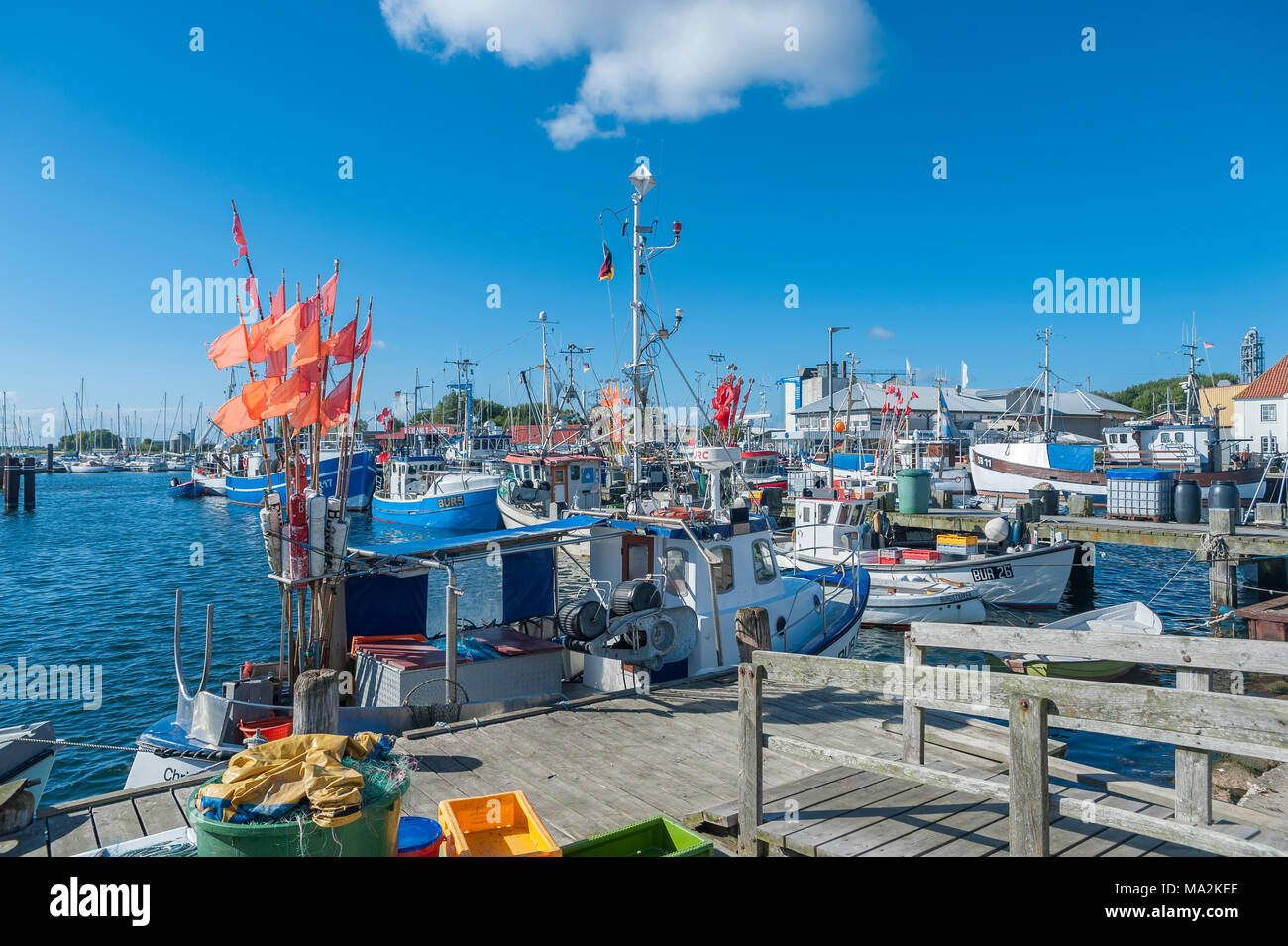 Port de pêche, Burgstaaken, Ostholstein, Schleswig-Holstein, la mer Baltique, l'Allemagne, de l'Europe Banque D'Images