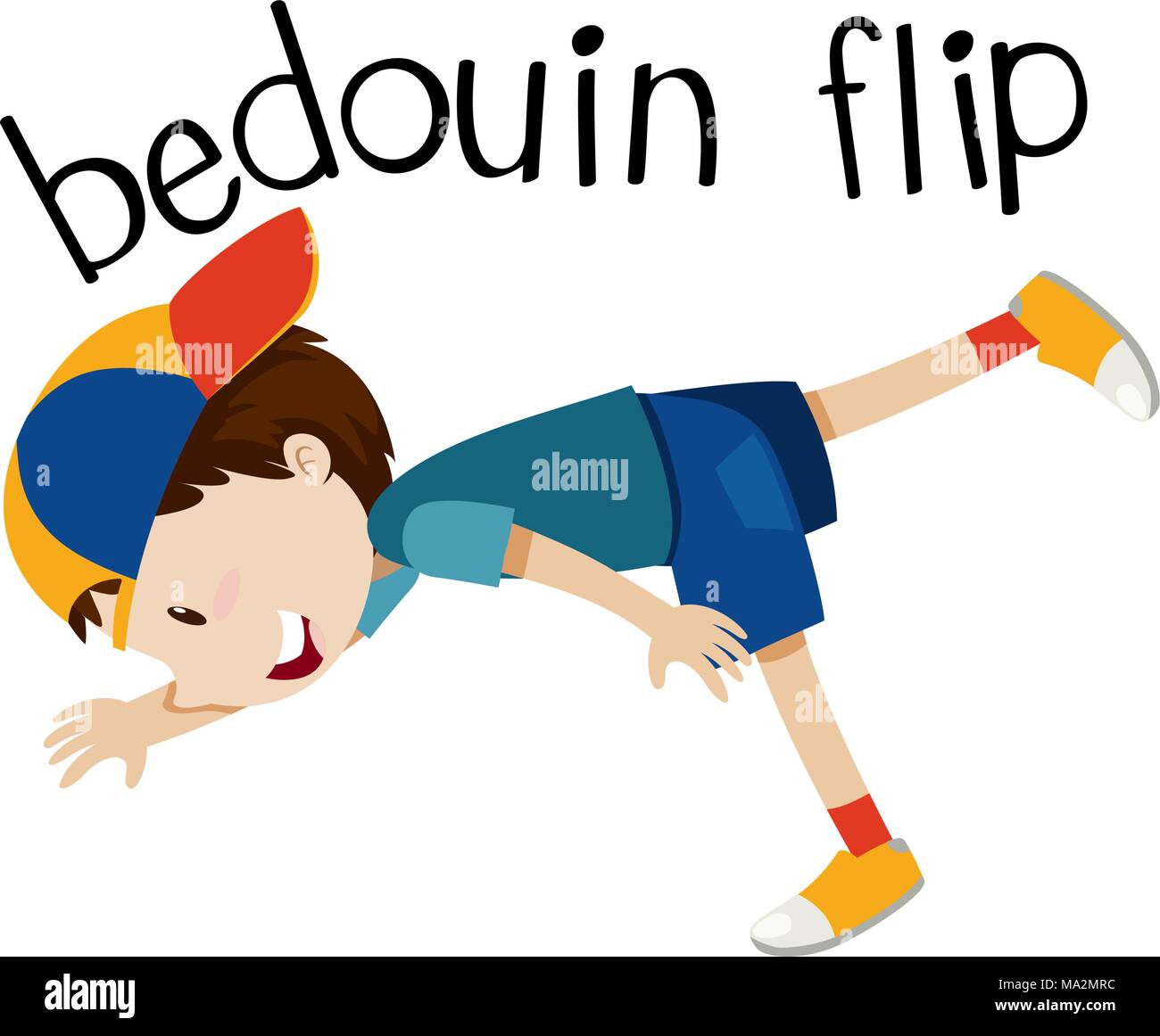 Pour Wordcard flip bédouine avec boy flipping illustration Illustration de Vecteur