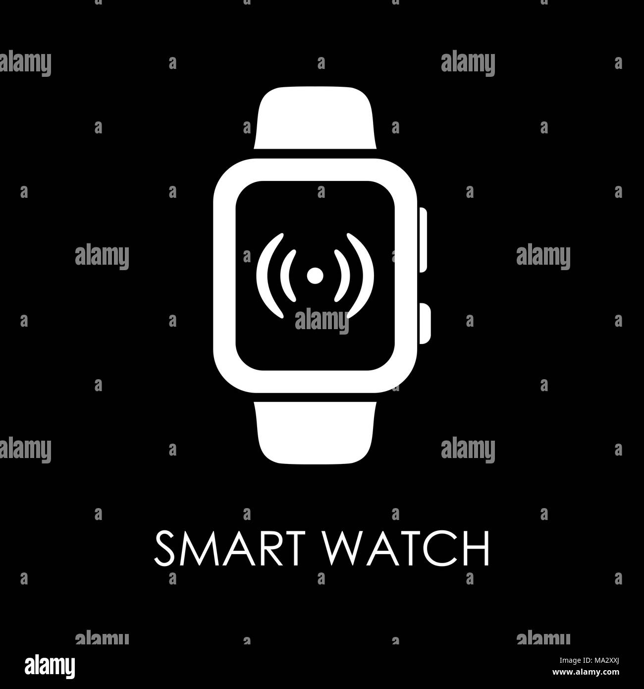 Smart watch avec l'icône de l'application à l'écran. Icône vecteur. Illustration de Vecteur