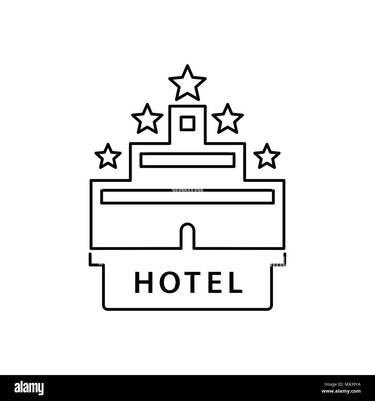 Hotel icon style plat simple illustration. Illustration de Vecteur