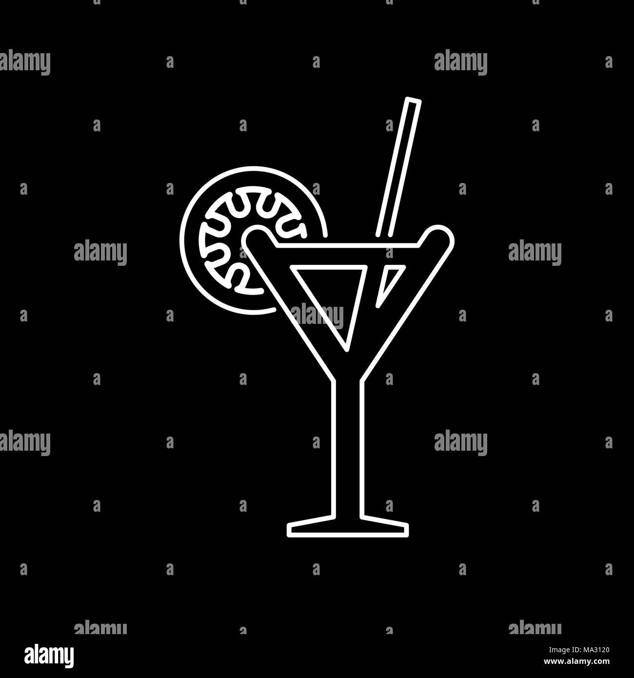 Verre à cocktail simple icône illustration style plat. Illustration de Vecteur