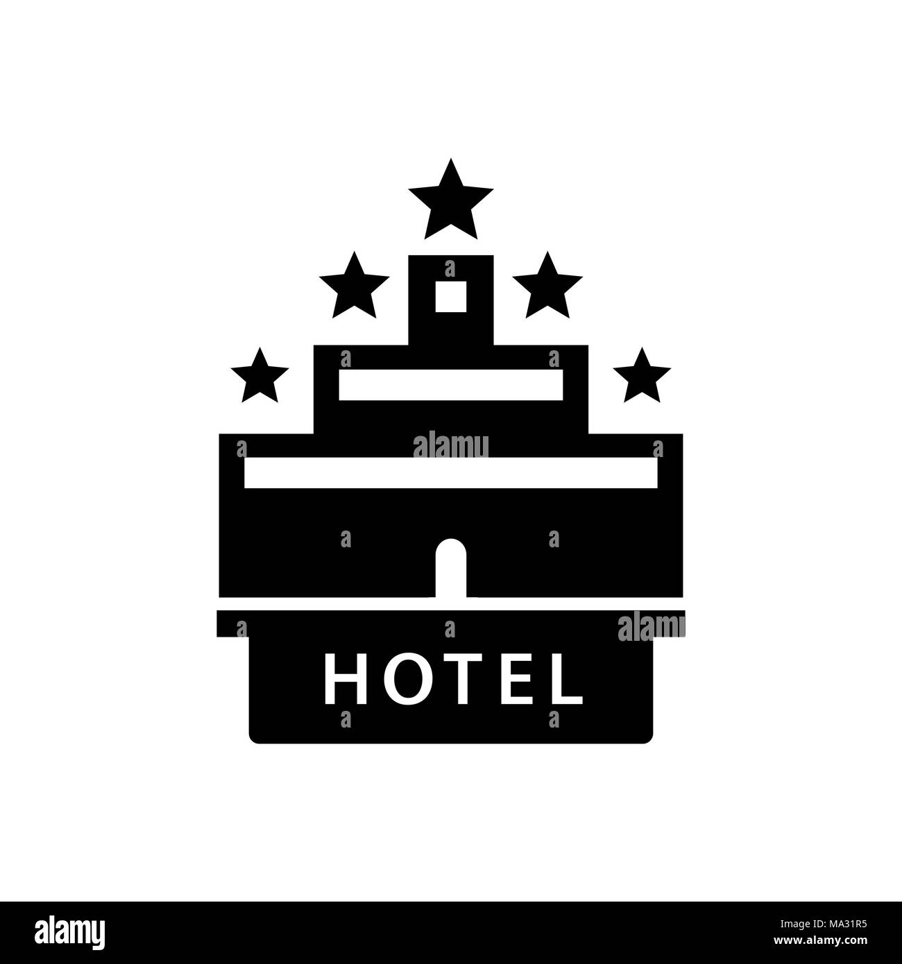 Hotel icon style plat simple illustration. Illustration de Vecteur