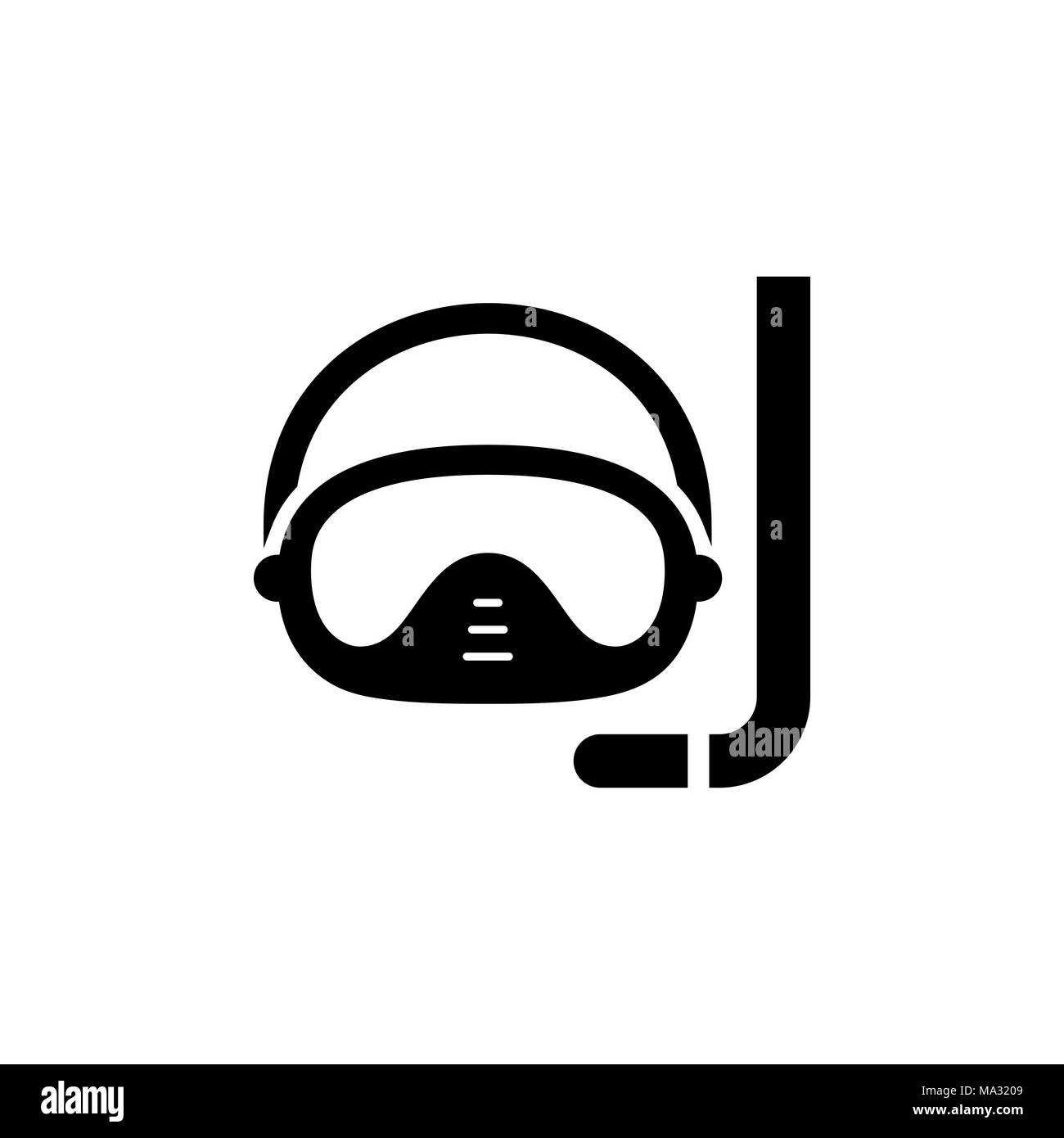 Masque de plongée simple icône illustration style plat. Illustration de Vecteur