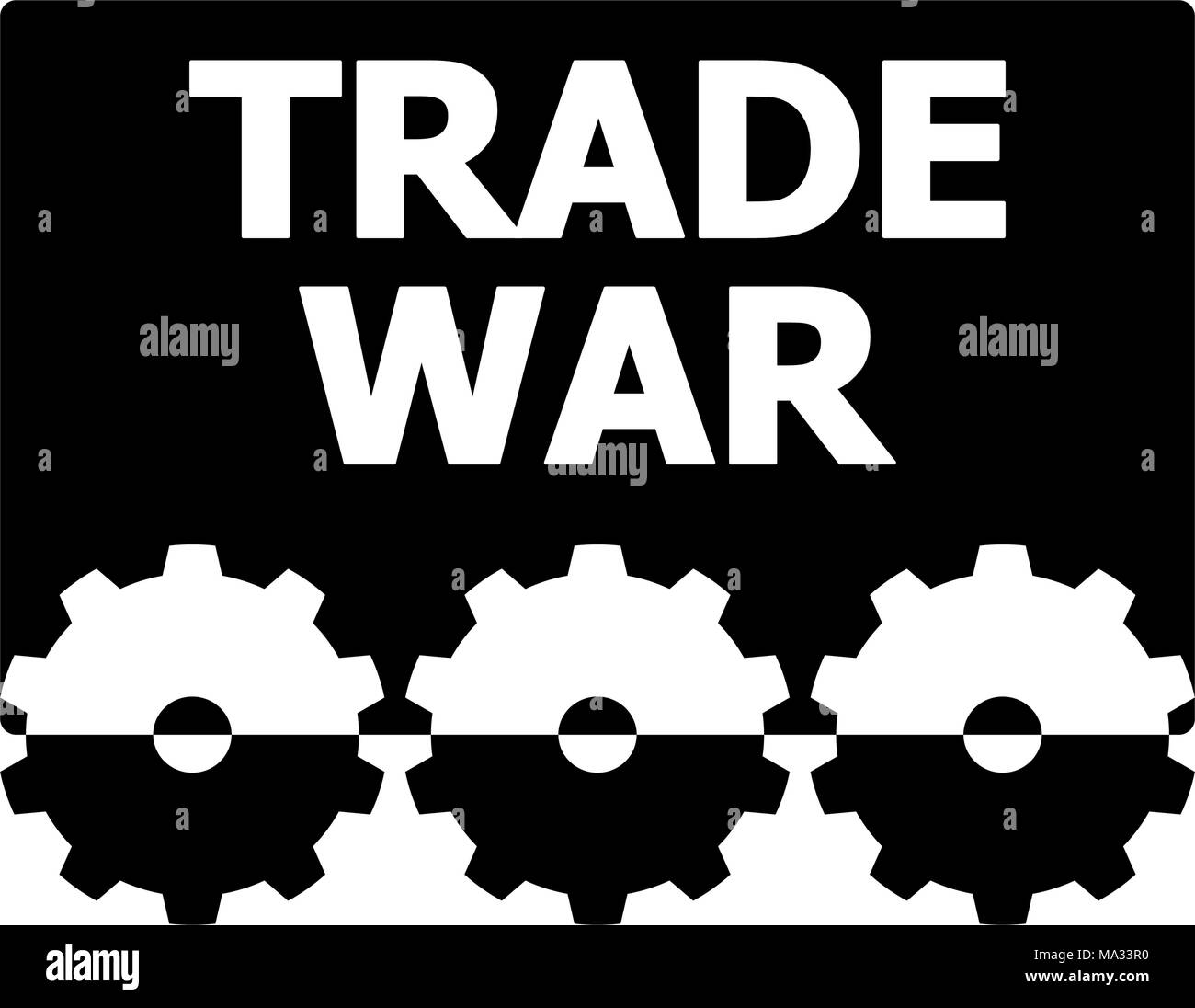 Guerre commerciale en noir et blanc logo design texte Illustration de Vecteur