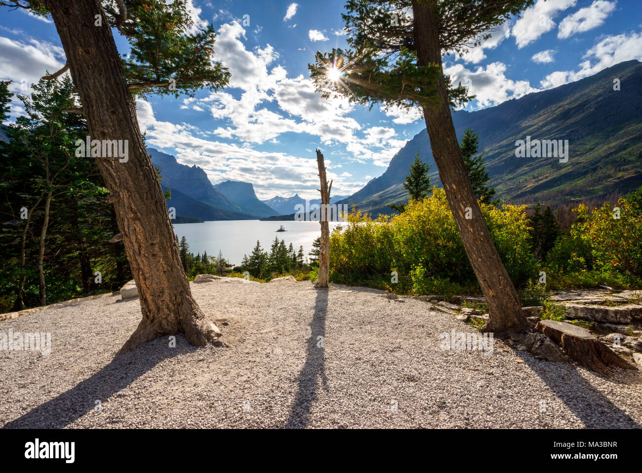 Saint Mary Lake de la Passe-à-le-Sun-Road, Glacier National Park, Montana, Usa Banque D'Images