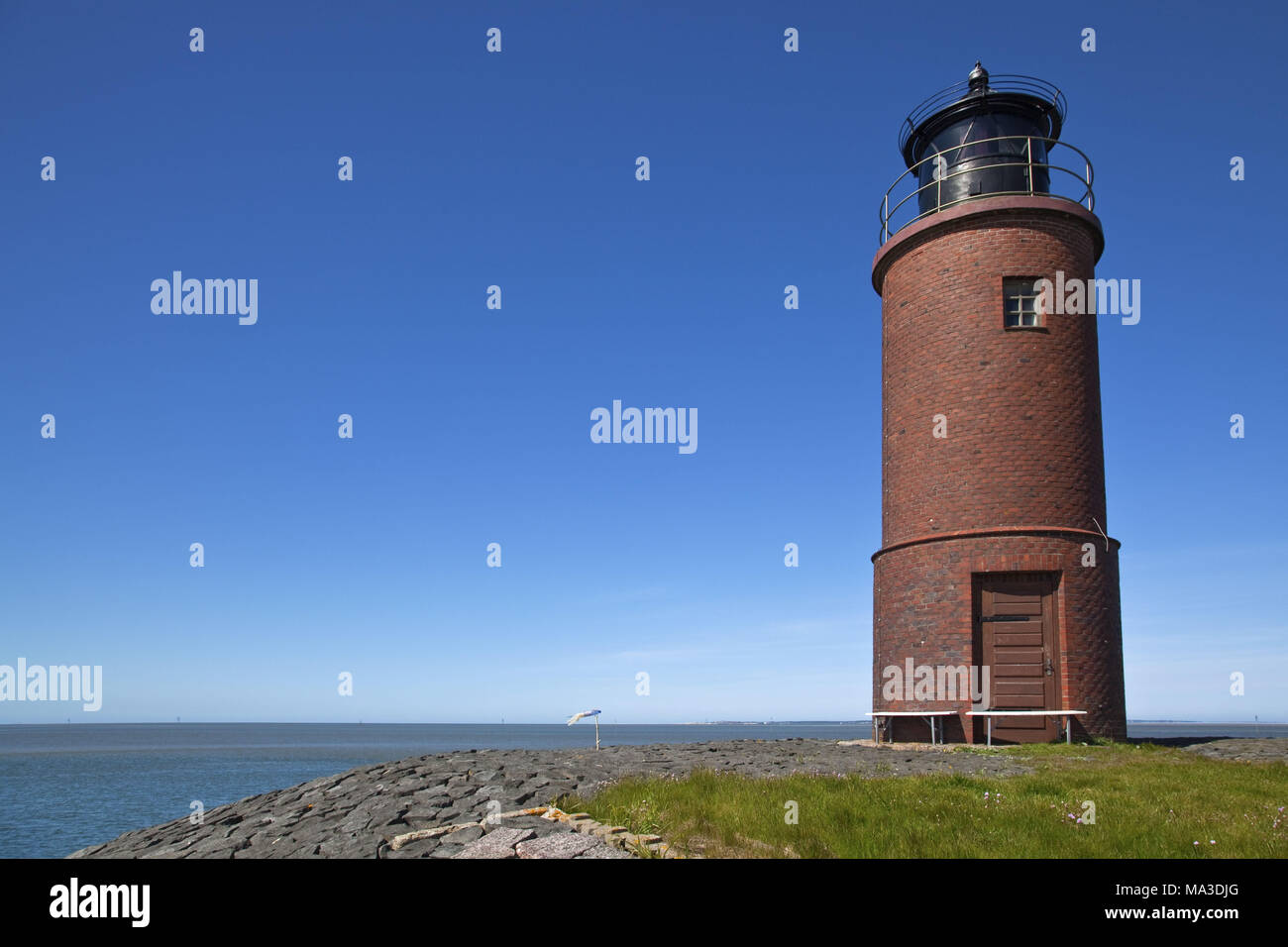 'Phare' Nordmarsch sur la Hallig Langeneß, côte de la mer du Nord, Schleswig-Holstein mer des Wadden Parc National, Frise du Nord, les Frisons du nord, Schleswig - Holstein, Allemagne, Banque D'Images