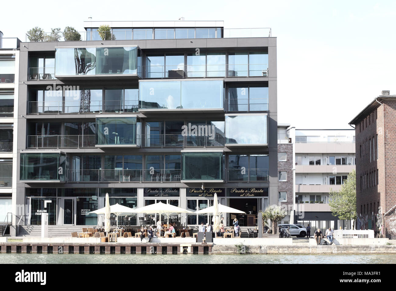 Immeuble de bureaux modernes, 'Hafen' (Waterfront), ville de Münster Banque D'Images