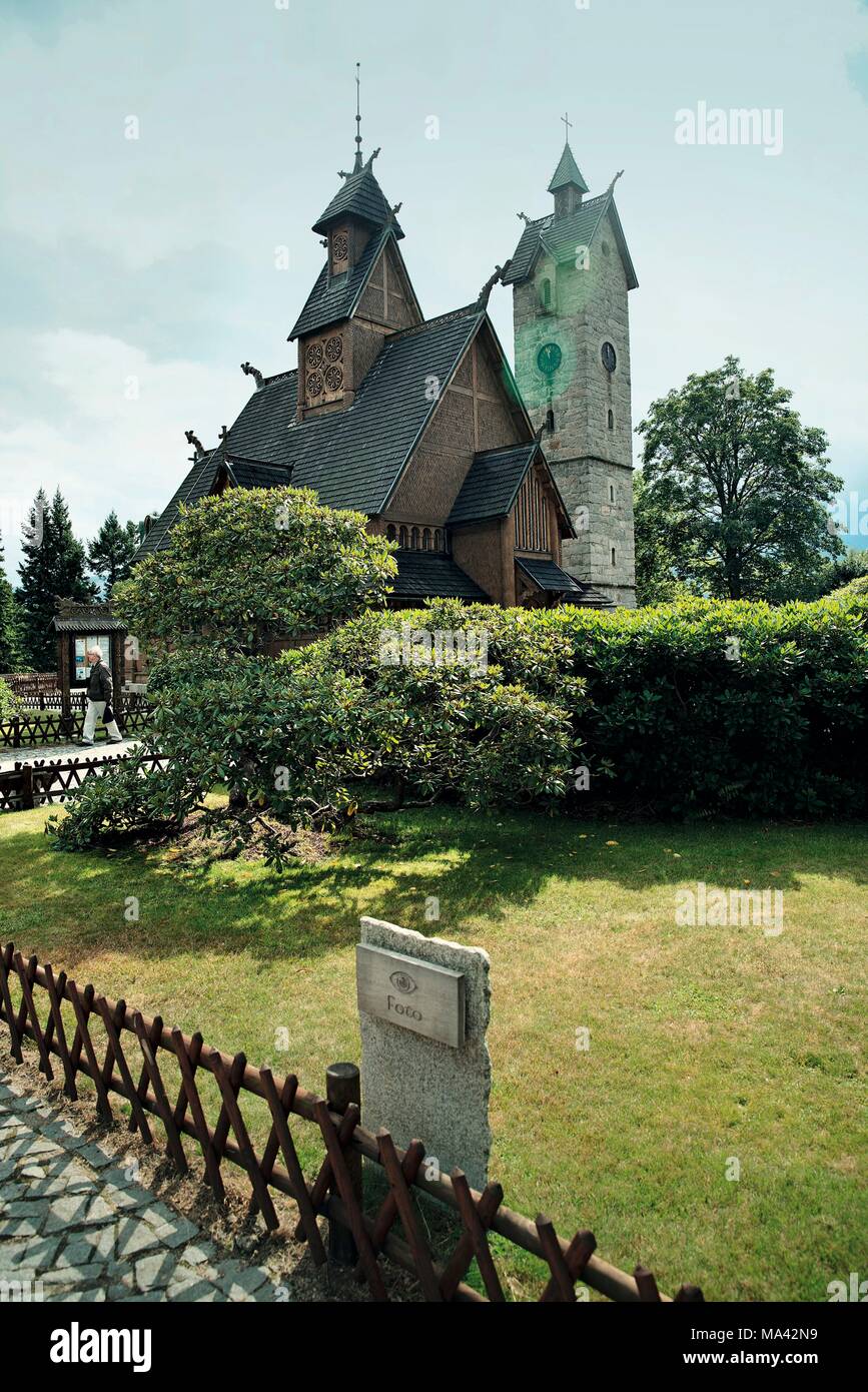 Vang stave church in Brückenberg (maintenant connue sous le nom de Karpacz) en Pologne Banque D'Images