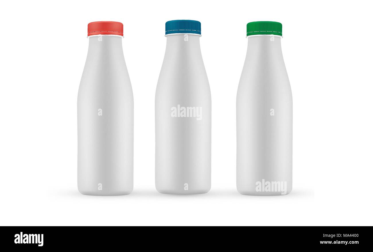 Lait ou yaourt vide bouteille avec bouchon à vis blanc modèle vectoriel Illustration de Vecteur