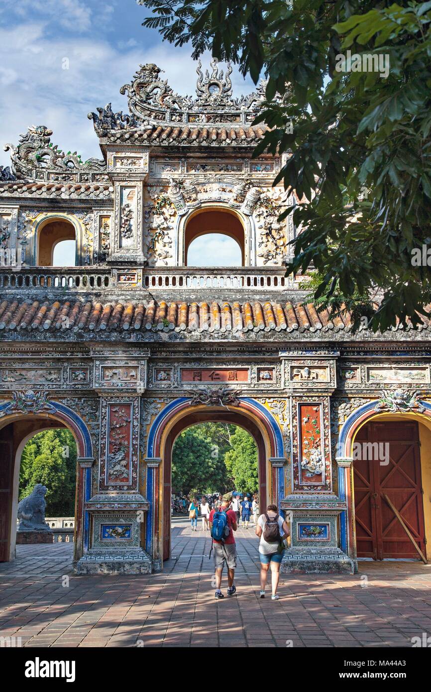 La citadelle de la ville de Hue, le palais impérial de la dynastie des Nguyen au Vietnam Banque D'Images