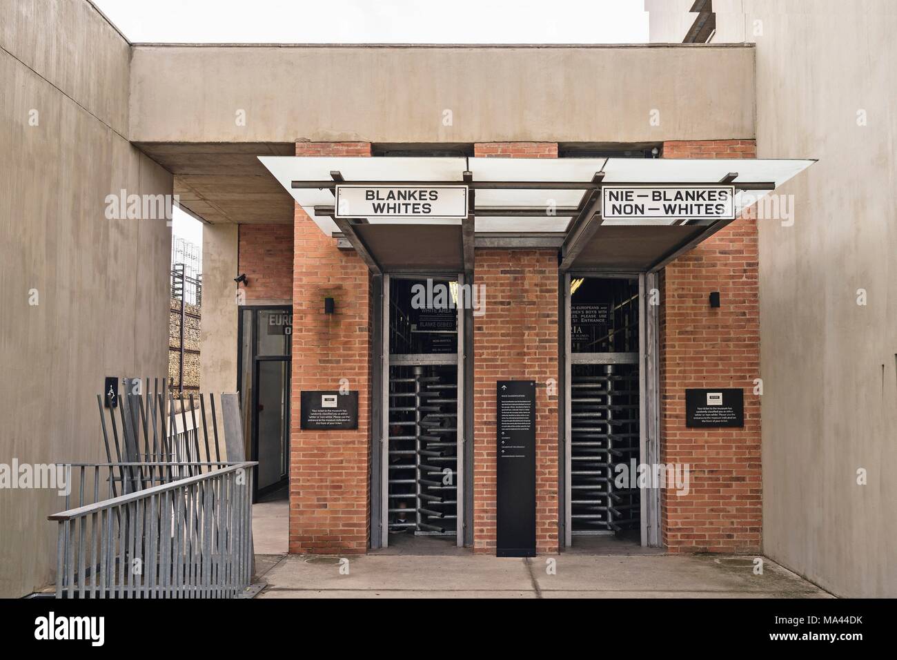 L'entrée du Musée de l'Apartheid à Johannesburg, Afrique du Sud Banque D'Images