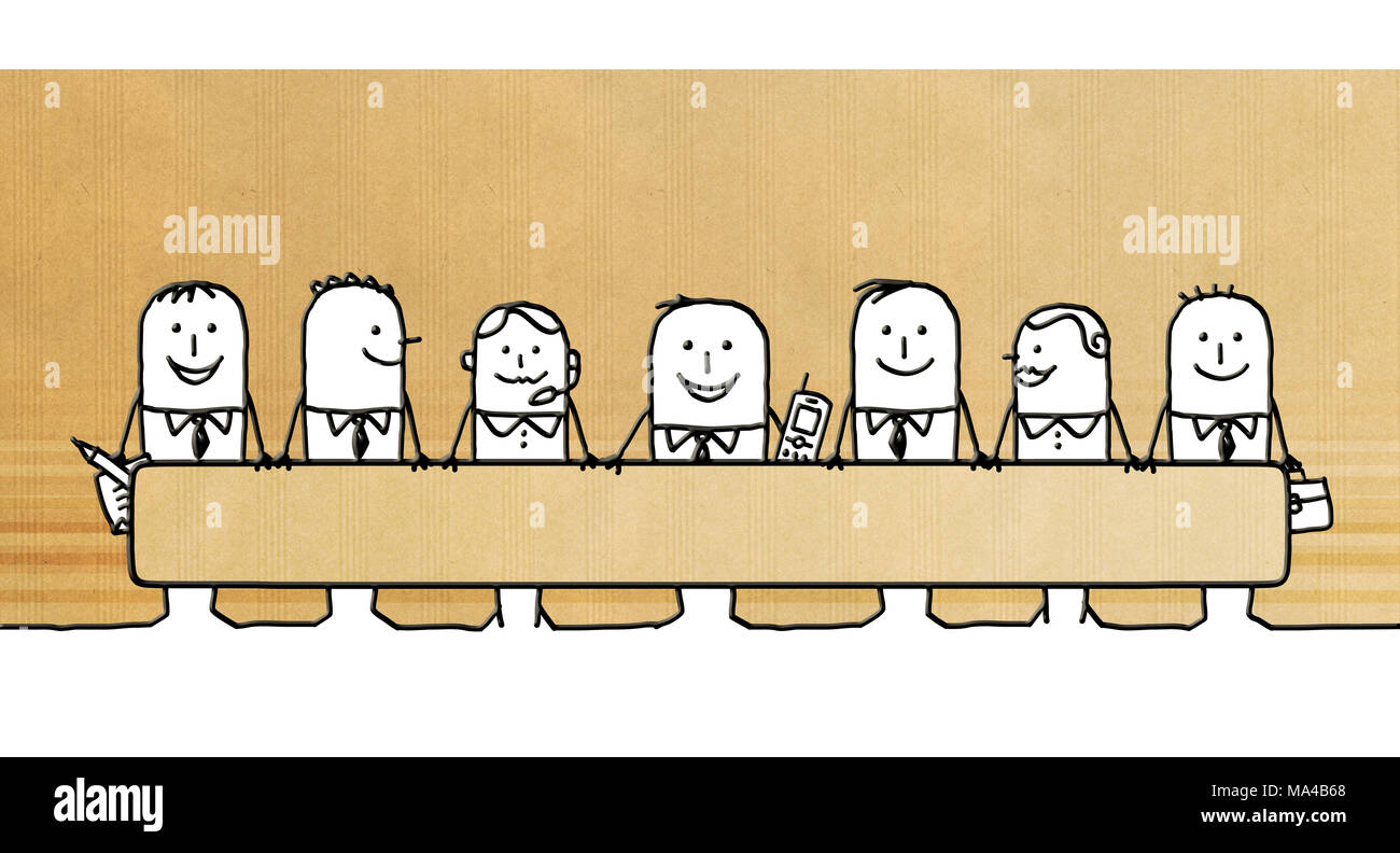 Cartoon équipe entreprises et ouverture vierge Banque D'Images