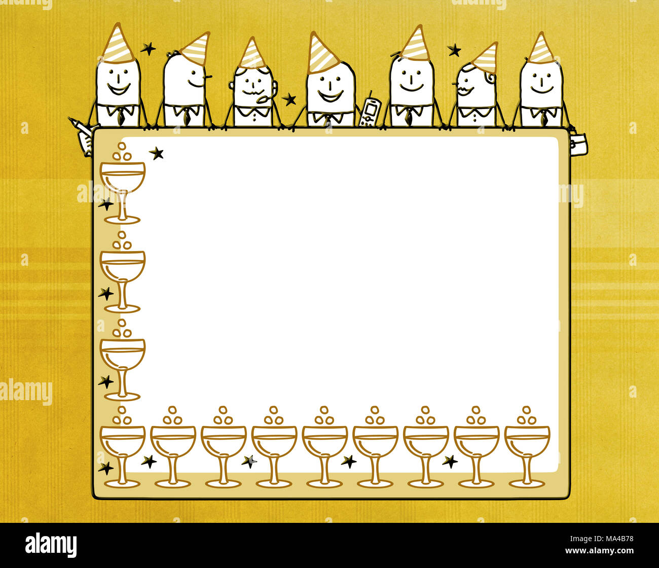 L'équipe entreprises Cartoon et Nouvel An carte vierge Banque D'Images