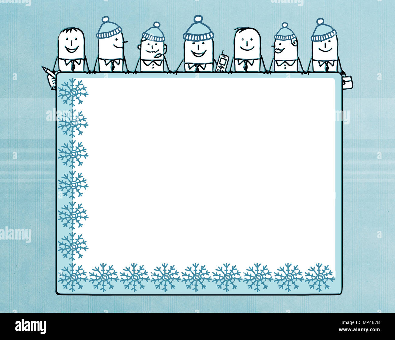 Cartoon équipe entreprises et conseil en blanc d'hiver Banque D'Images