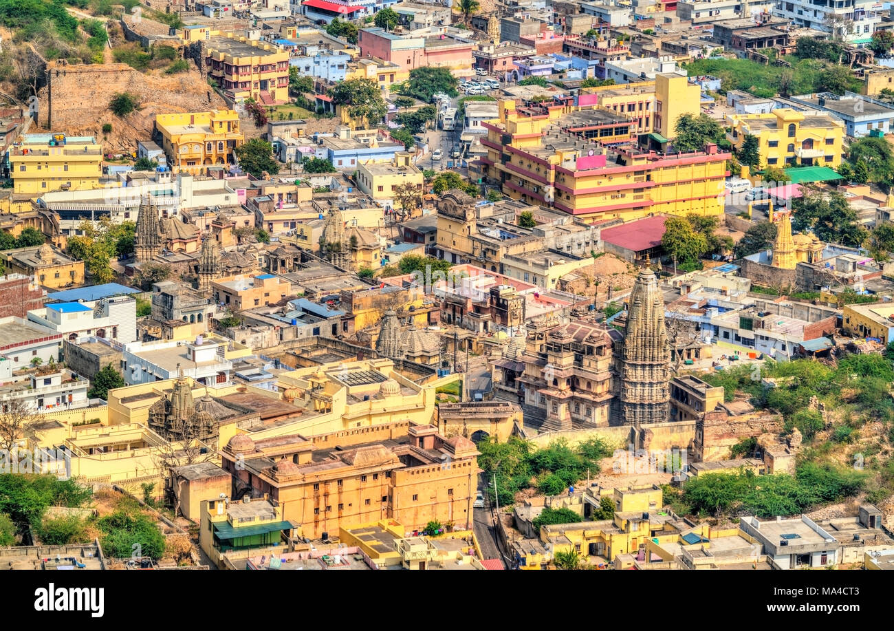 Vue aérienne d'Amer ville près de Jaipur, Inde Banque D'Images