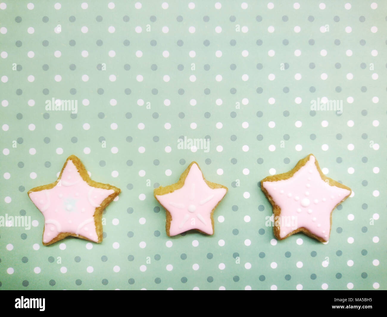Les biscuits de Noël, trois, stars, Banque D'Images