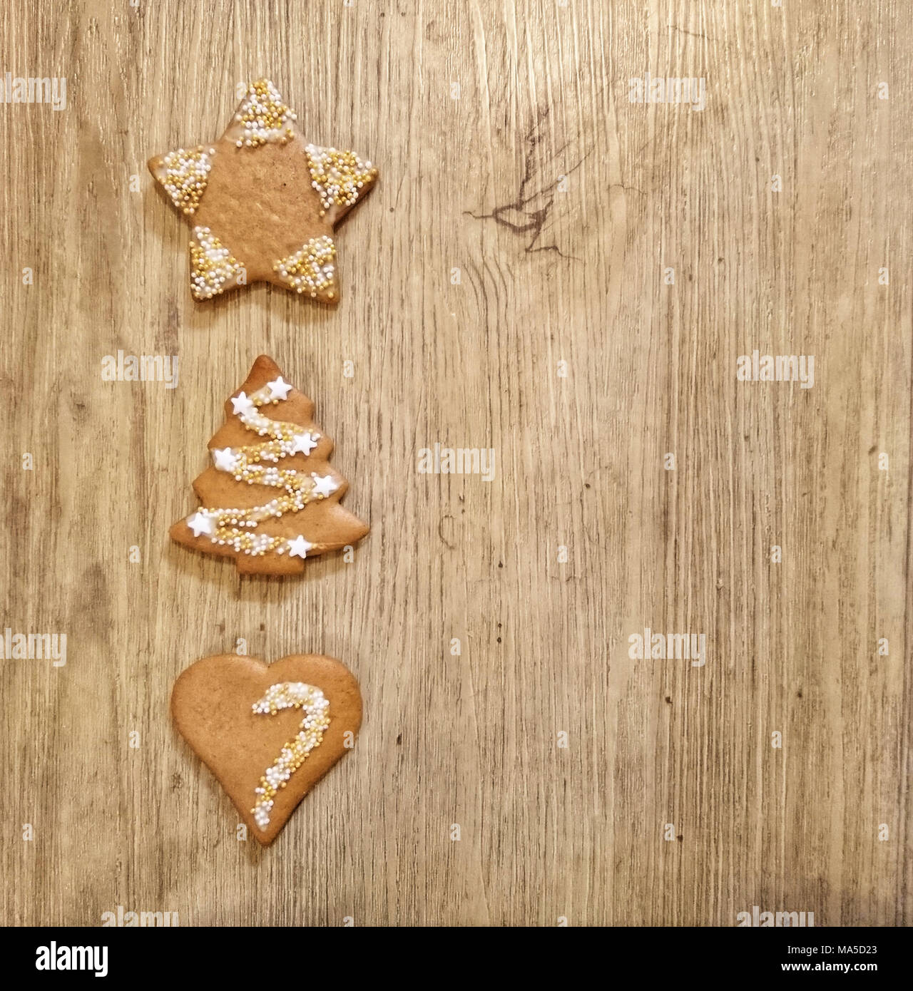 D'épices, trois, star, arbre de Noël, Noël, décoration, coeur Banque D'Images