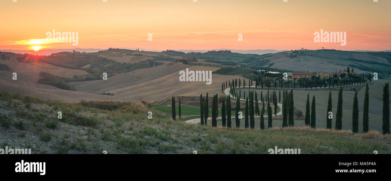 Podere Baccoleno, Asciano, Crete senesi, Toscane, Italie Banque D'Images