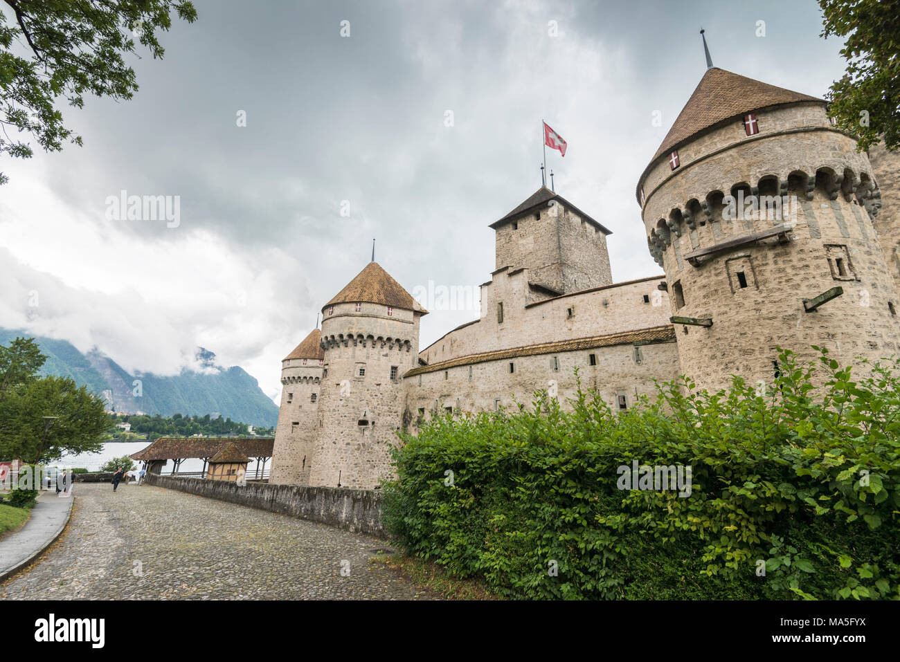 Le château de Chillon, dans le Canton de Vaud, Suisse, Alpes Suisses Banque D'Images