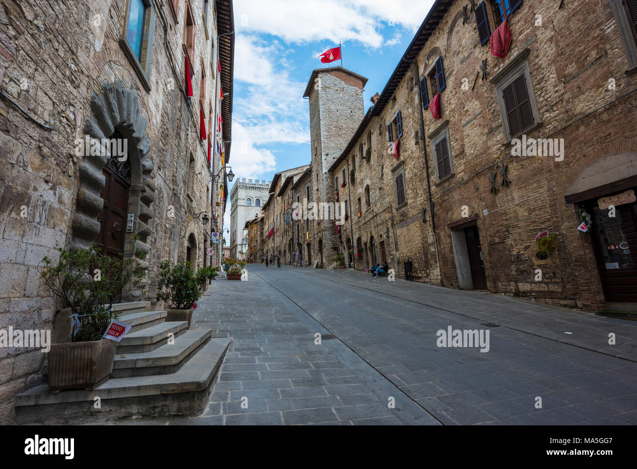 L'Italie, l'Ombrie, Gubbio, Centre de la vieille ville Banque D'Images