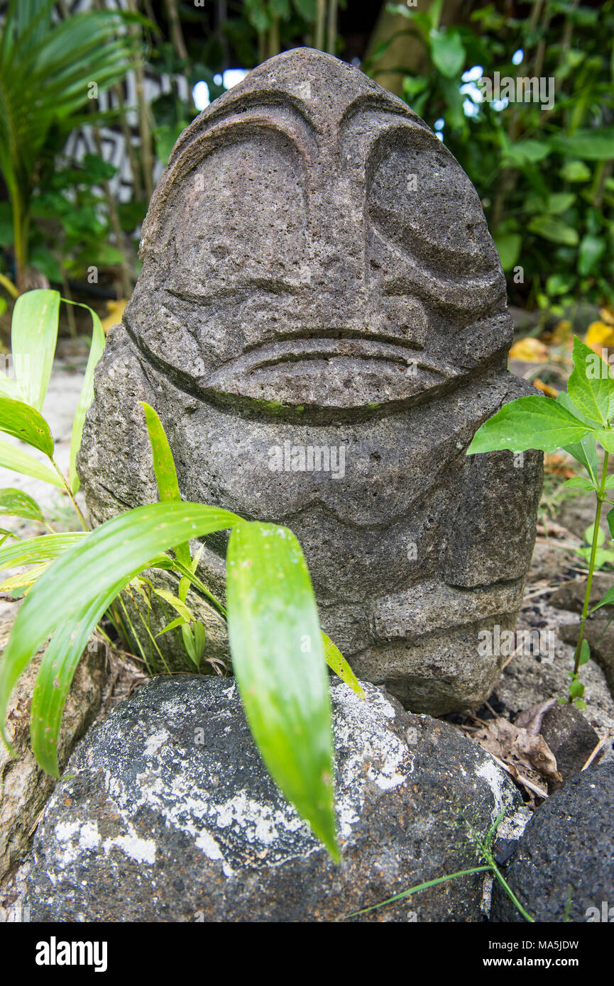 Moai, village culturel, Moorea, Polynésie Française Banque D'Images