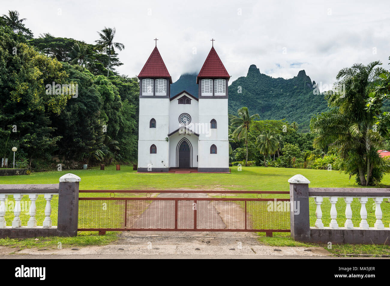 Eglise catholique , Haapiti Moorea, Polynésie Française Banque D'Images