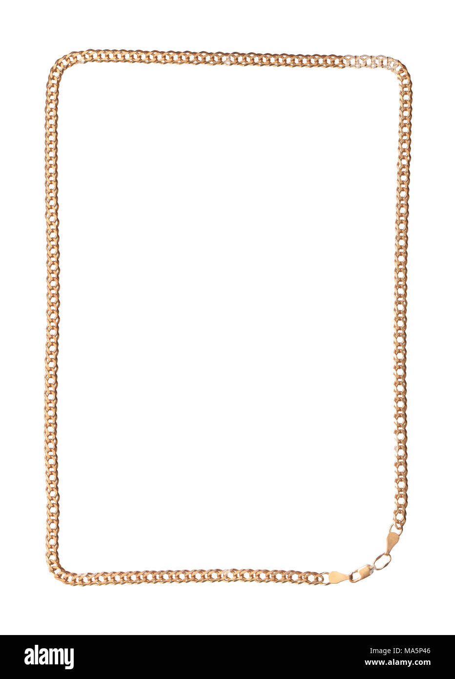 Cadre en or nacklace isolé sur fond blanc avec clipping path Banque D'Images