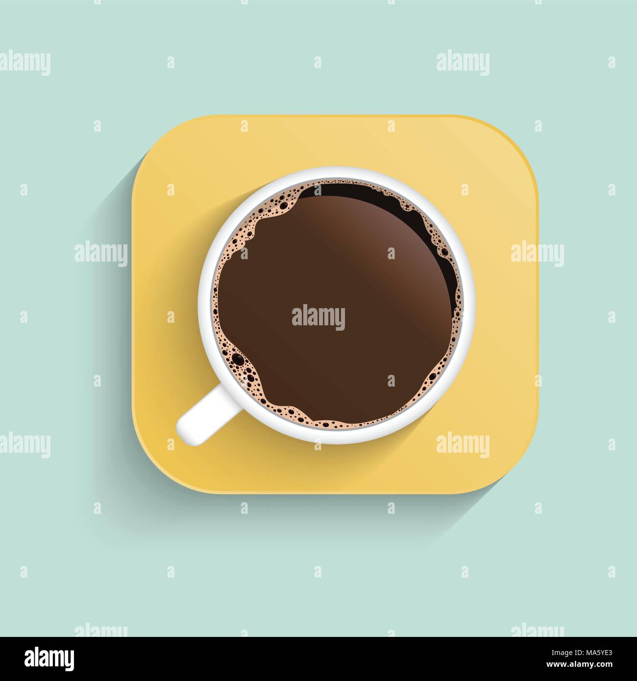 Minimaliste Poster . Tasse de café sur un fond clair. Vue d'en haut Illustration de Vecteur