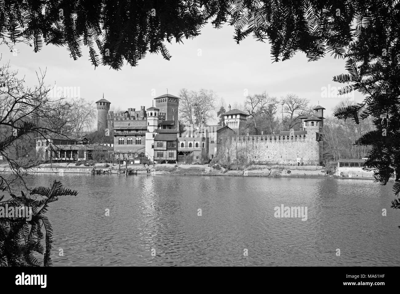 Turin - le Borgo Medievale château. Banque D'Images