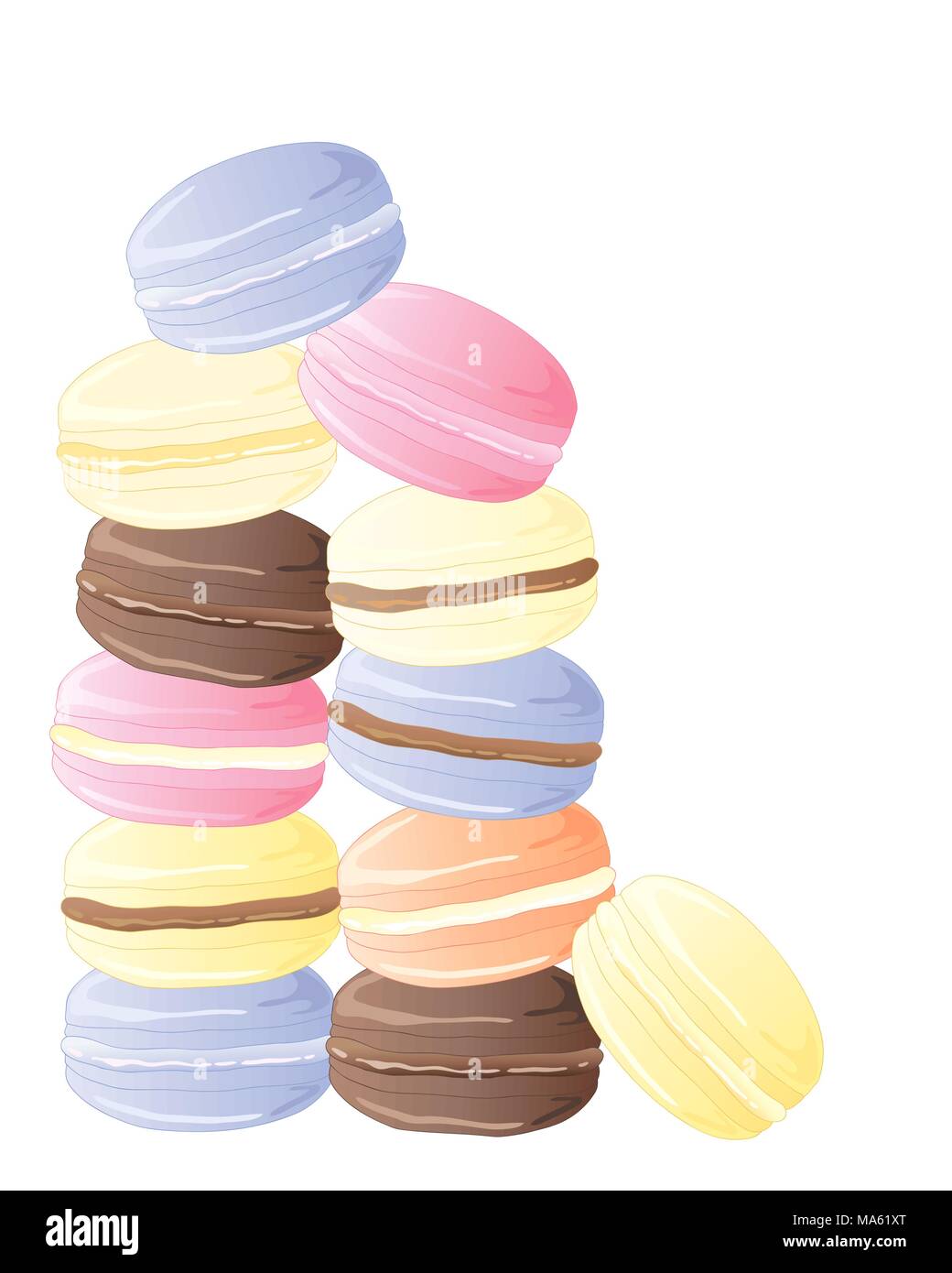 Un vecteur illustration en format eps 10 colorés de macaron délicieux traite en rose jaune violet et marron isolé sur fond blanc Illustration de Vecteur