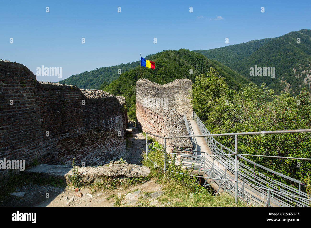 Château Poenari en ruine sur le mont Cetatea en Roumanie Banque D'Images