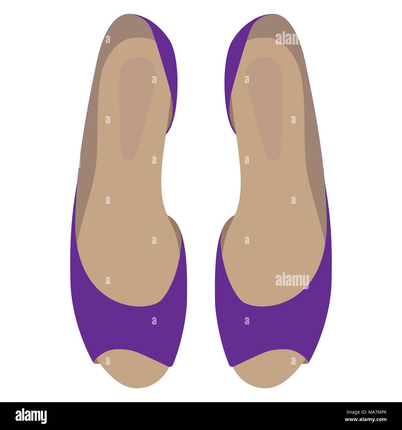 Les femmes s'Été chaussures plates ballet élégant violet isolé sur fond blanc. Close-up Vector cartoon illustration Illustration de Vecteur
