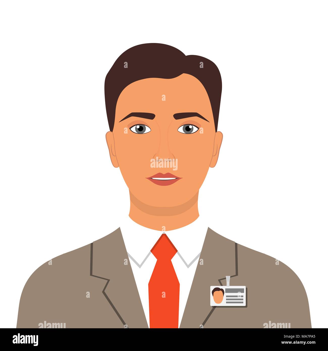 Homme élégant en costume d'affaires avec badge. Business Man avatar photo  de profil. Illustration vectorielle, isolé Image Vectorielle Stock - Alamy