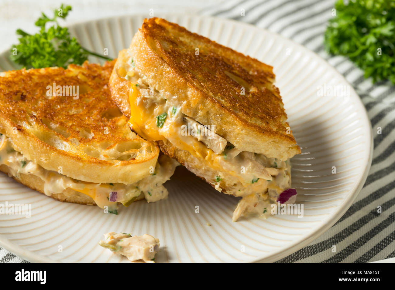 Thon grillé maison Sandwich Fonte prêt à manger Banque D'Images