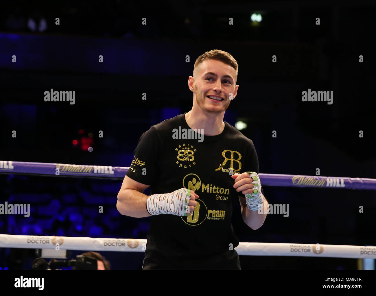 03-28-2018, St Davids Hall, Cardiff. Ryan Burnett pendant l'entraînement pour le pubis Anthony Josué V Joseph Parker titre mondial unifié fig Banque D'Images