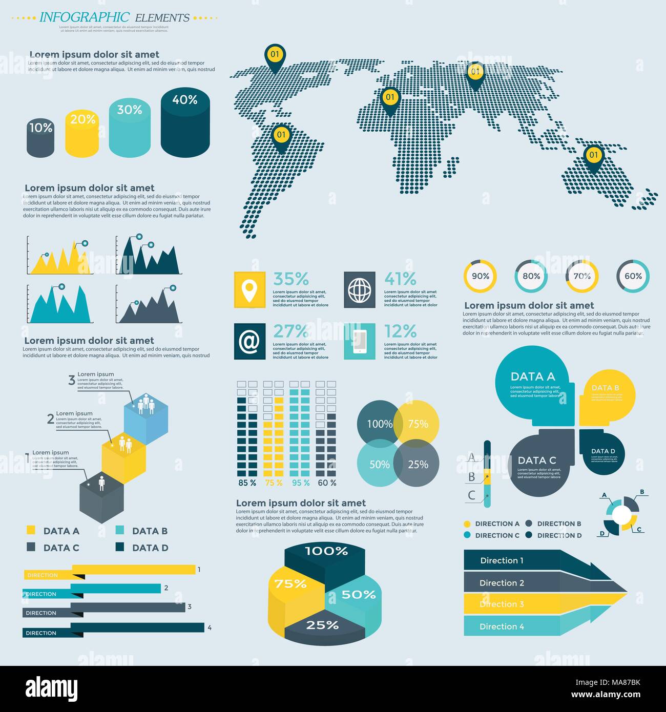 L'infographie Collection d'éléments - vector illustration pour présentation, brochure, site web, blog, flux de mise en page, brochure, bannière, carte, ste Illustration de Vecteur