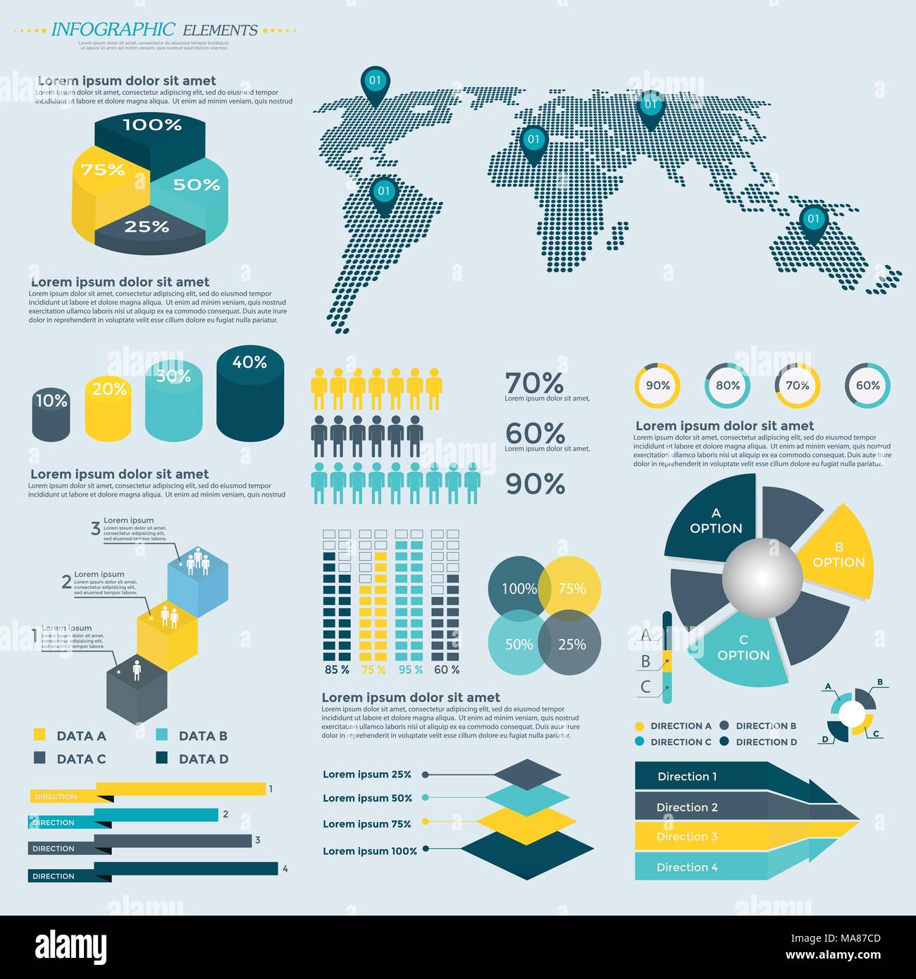 L'infographie Collection d'éléments - vector illustration pour présentation, brochure, site web, blog, flux de mise en page, brochure, bannière, carte, ste Illustration de Vecteur
